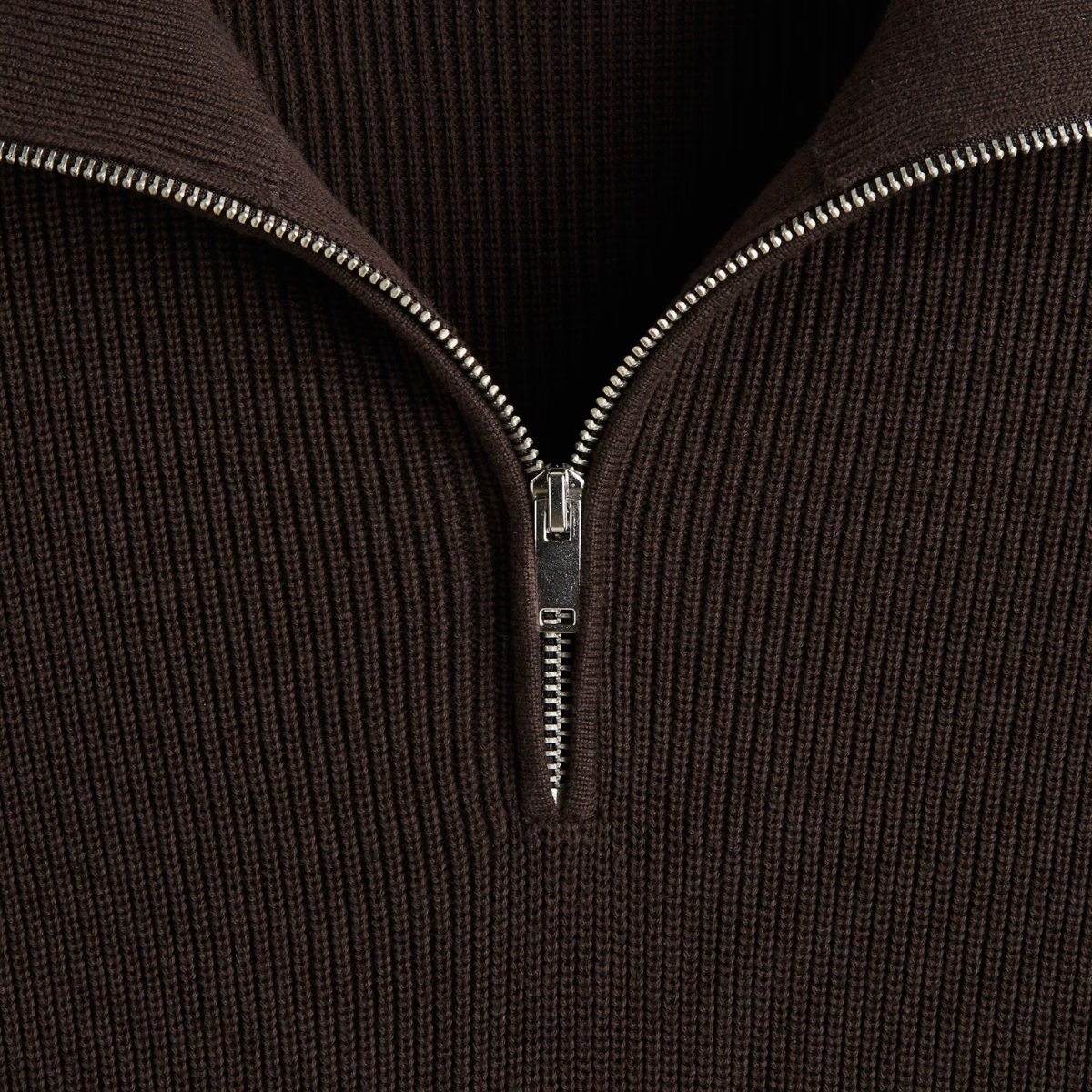 Ribbed Quarter-zip Saint-Moritz - Brown