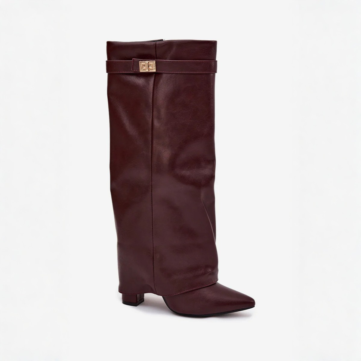 Slouchy Leather High Boots New York - Burgundy