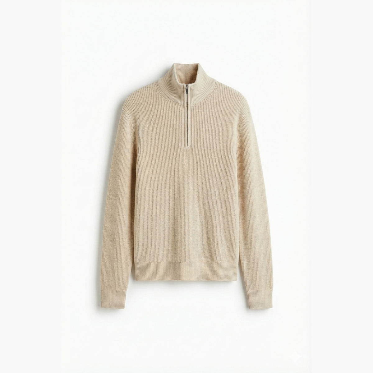Ribbed Quarter-zip Saint-Moritz - Beige