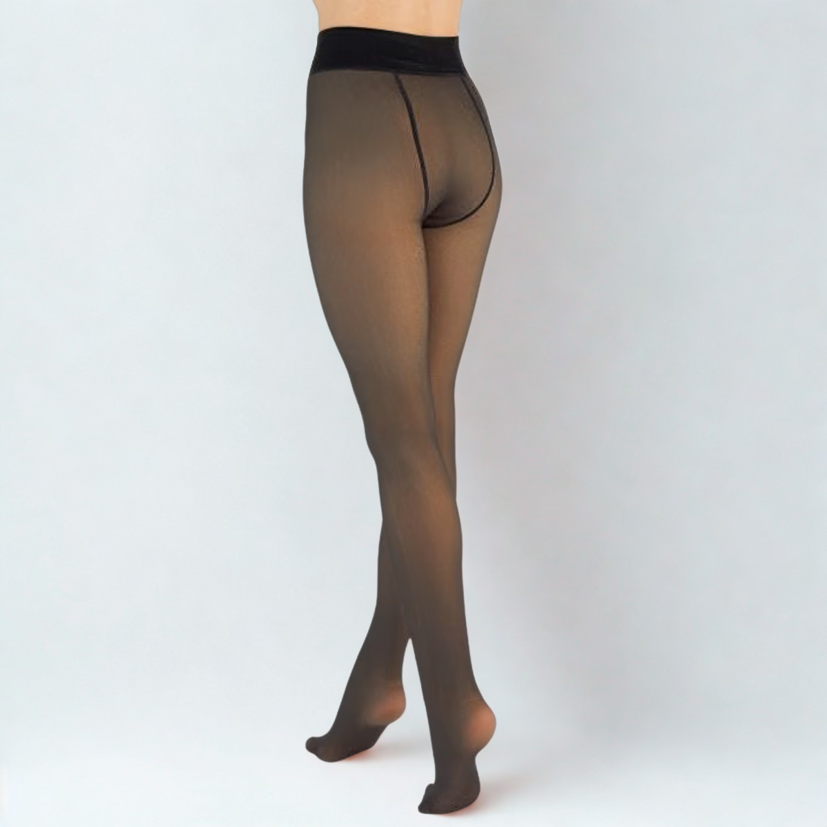 Sculpt Fleece Tights transparent effect - Black