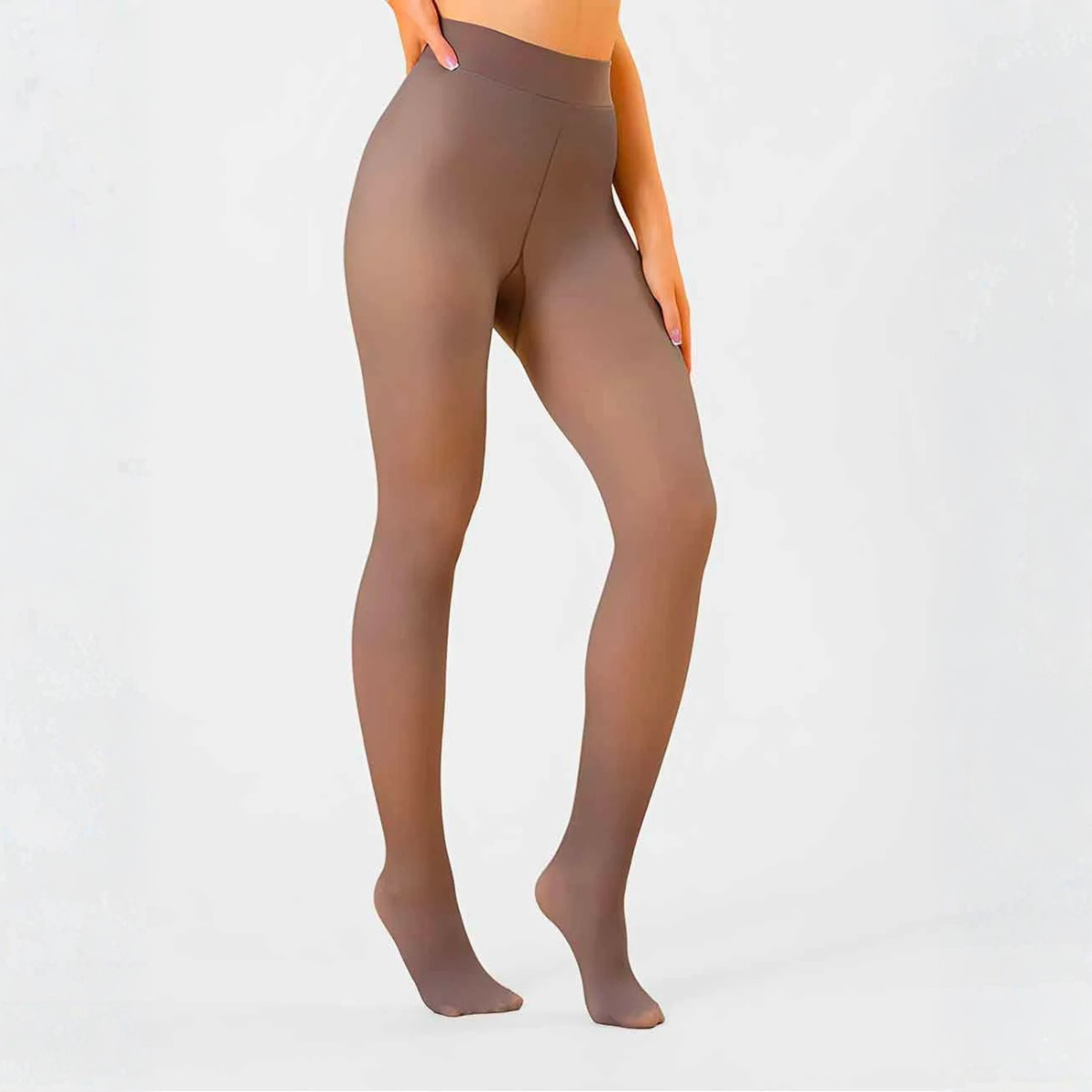 Sculpt Fleece Tights transparent effect - Coffee