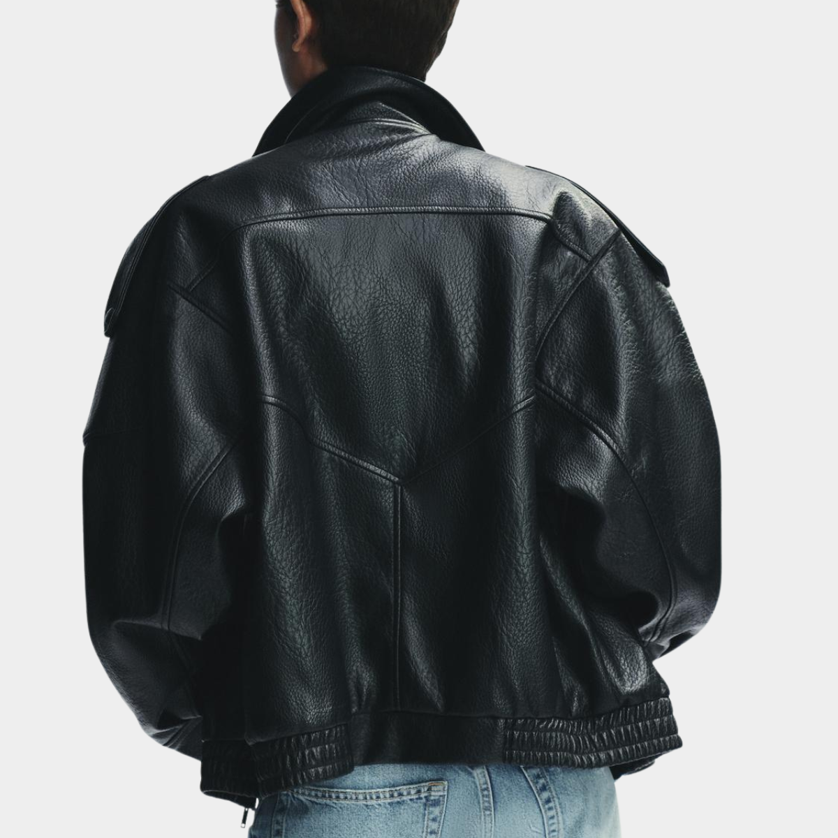 High Collar Faux Leather Jacket Paris - Black