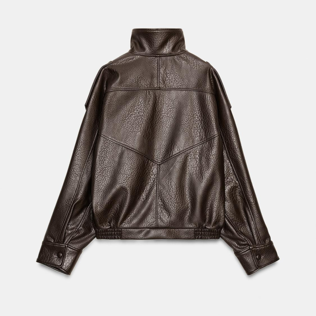 High Collar Faux Leather Jacket Paris - Dark chocolate
