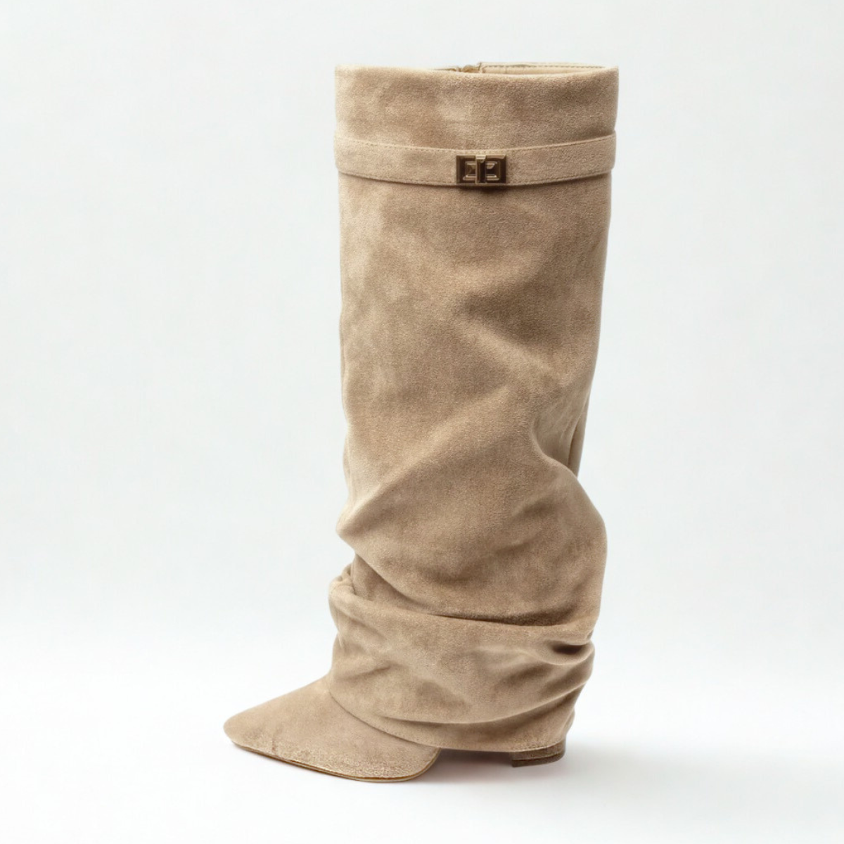 Slouchy Suede High Boots New York - Beige