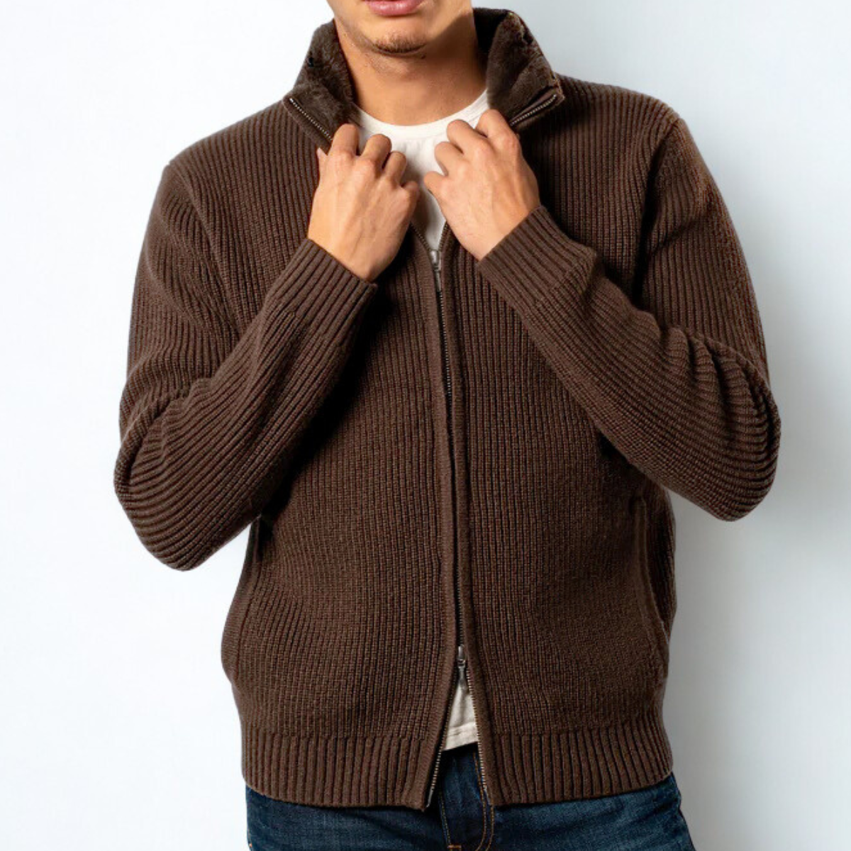 Fur Collar Wool Blouson Windsor - Brown