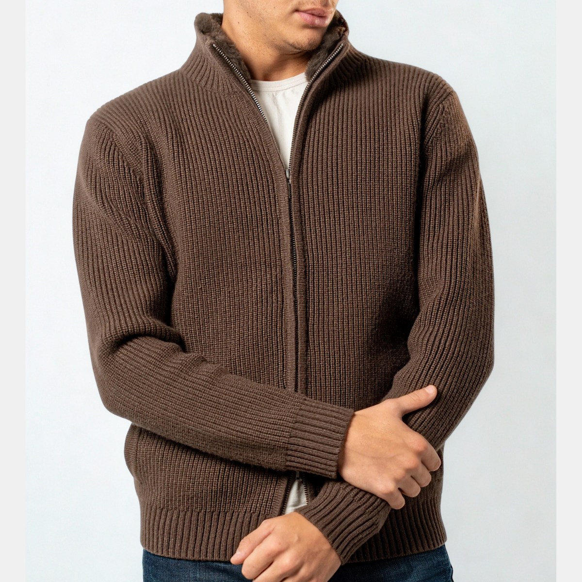 Fur Collar Wool Blouson Windsor - Brown