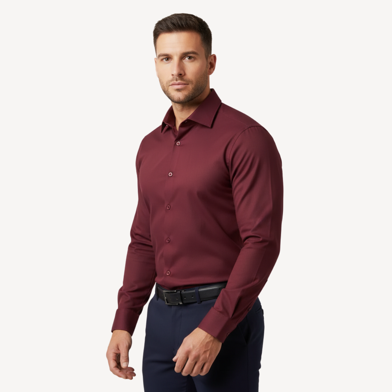 Anti-Wrinkle Slim Fit Shirt Manhattan - Burgundy
