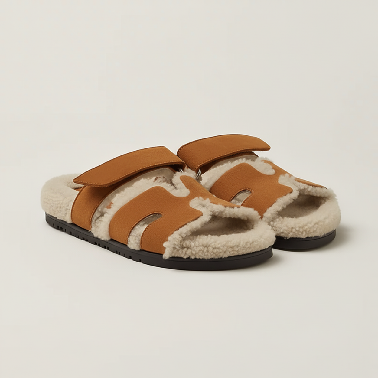 Sandals Roma - Brown & Off-white Fur / Winter Edition