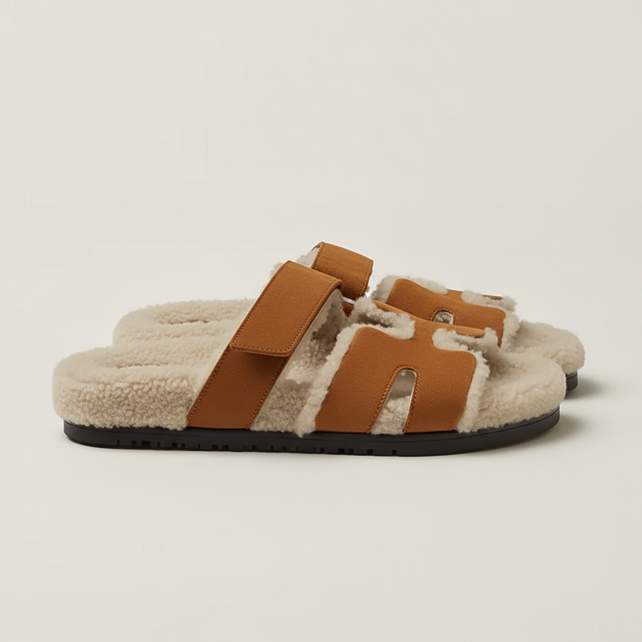 Sandals Roma - Brown & Off-white Fur / Winter Edition