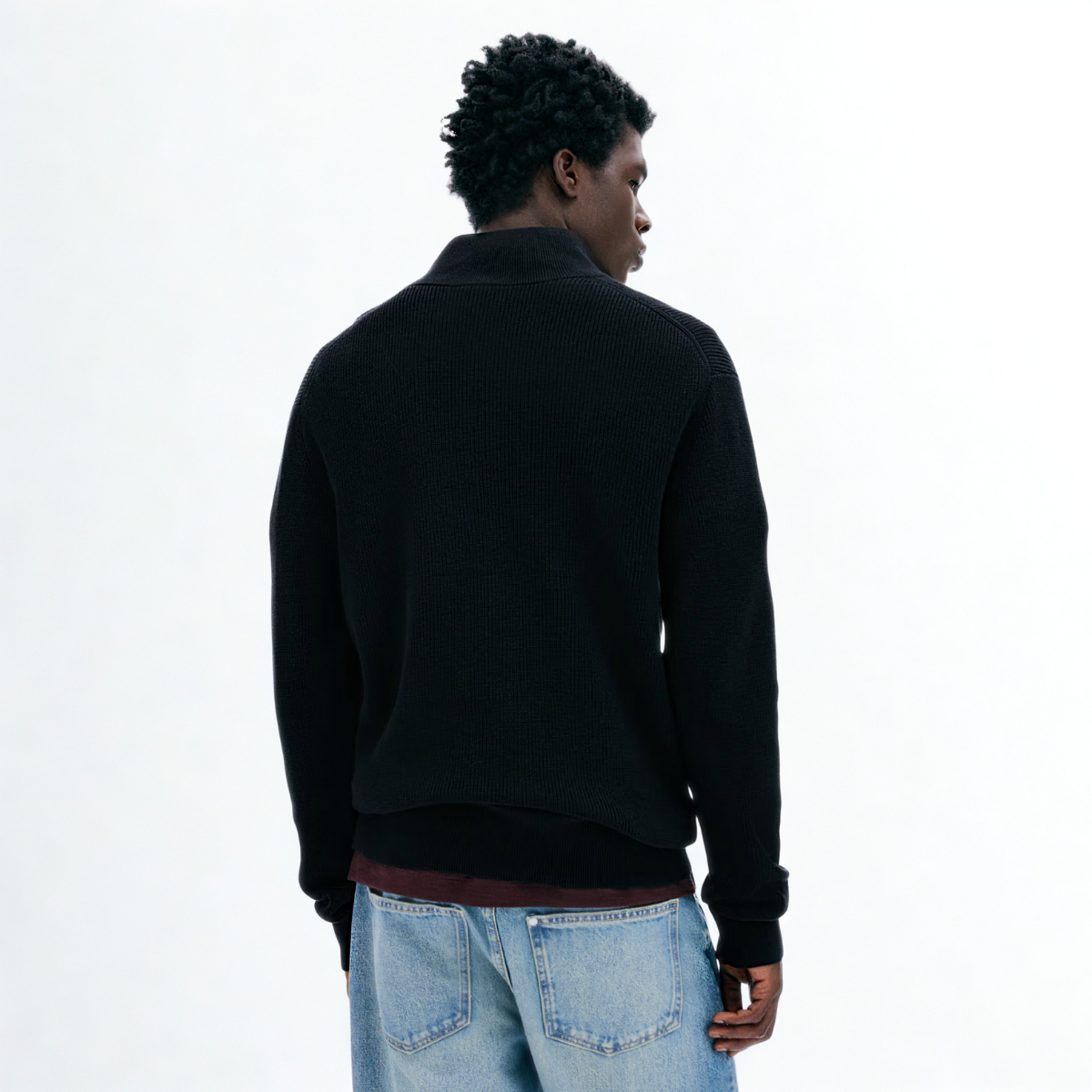 Ribbed Quarter-zip Saint-Moritz - Black