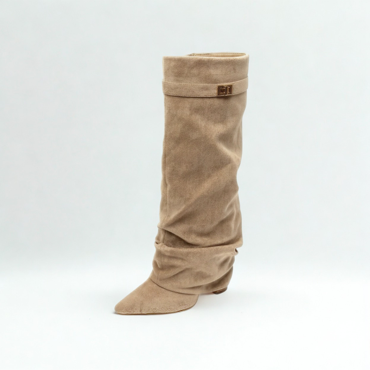 Slouchy Suede High Boots New York - Beige