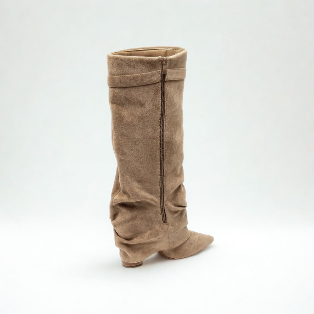 Slouchy Suede High Boots New York - Beige