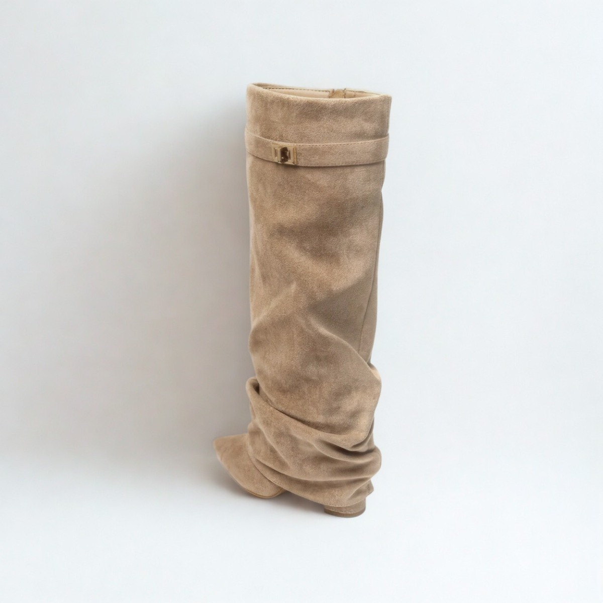Slouchy Suede High Boots New York - Beige
