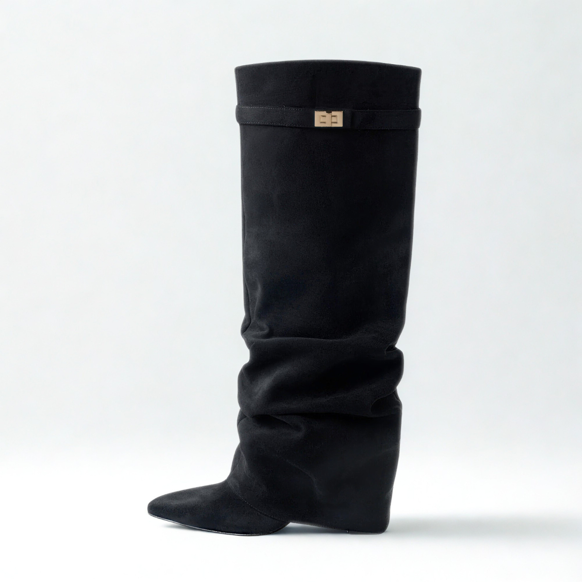 Slouchy Suede High Boots New York - Black