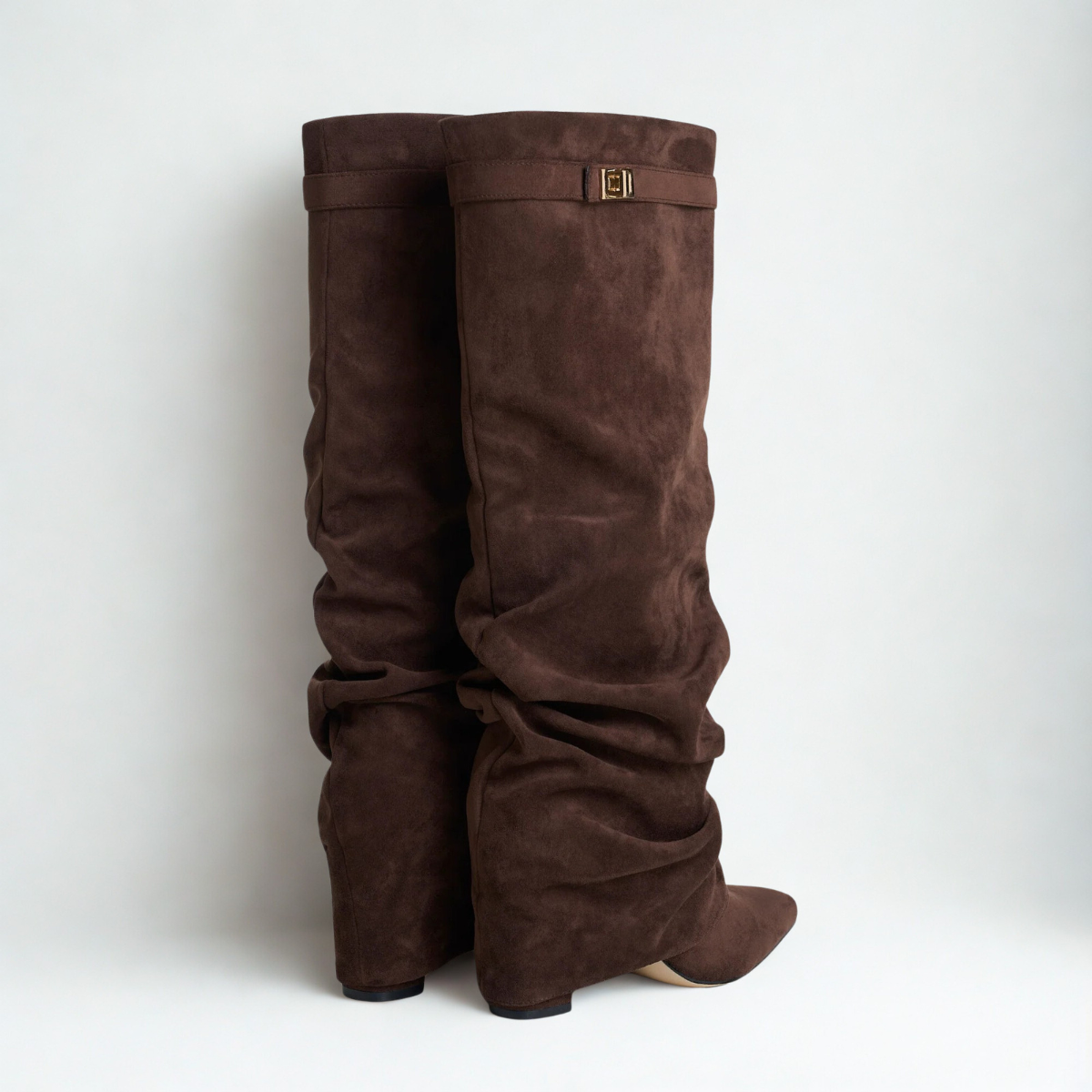 Slouchy Suede High Boots New York - Brown