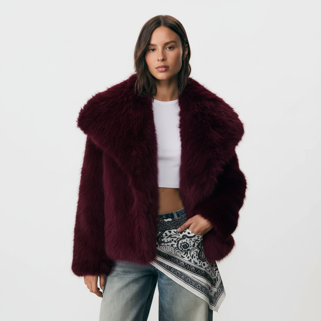 Faux Fur Coat Moscow - Grenat