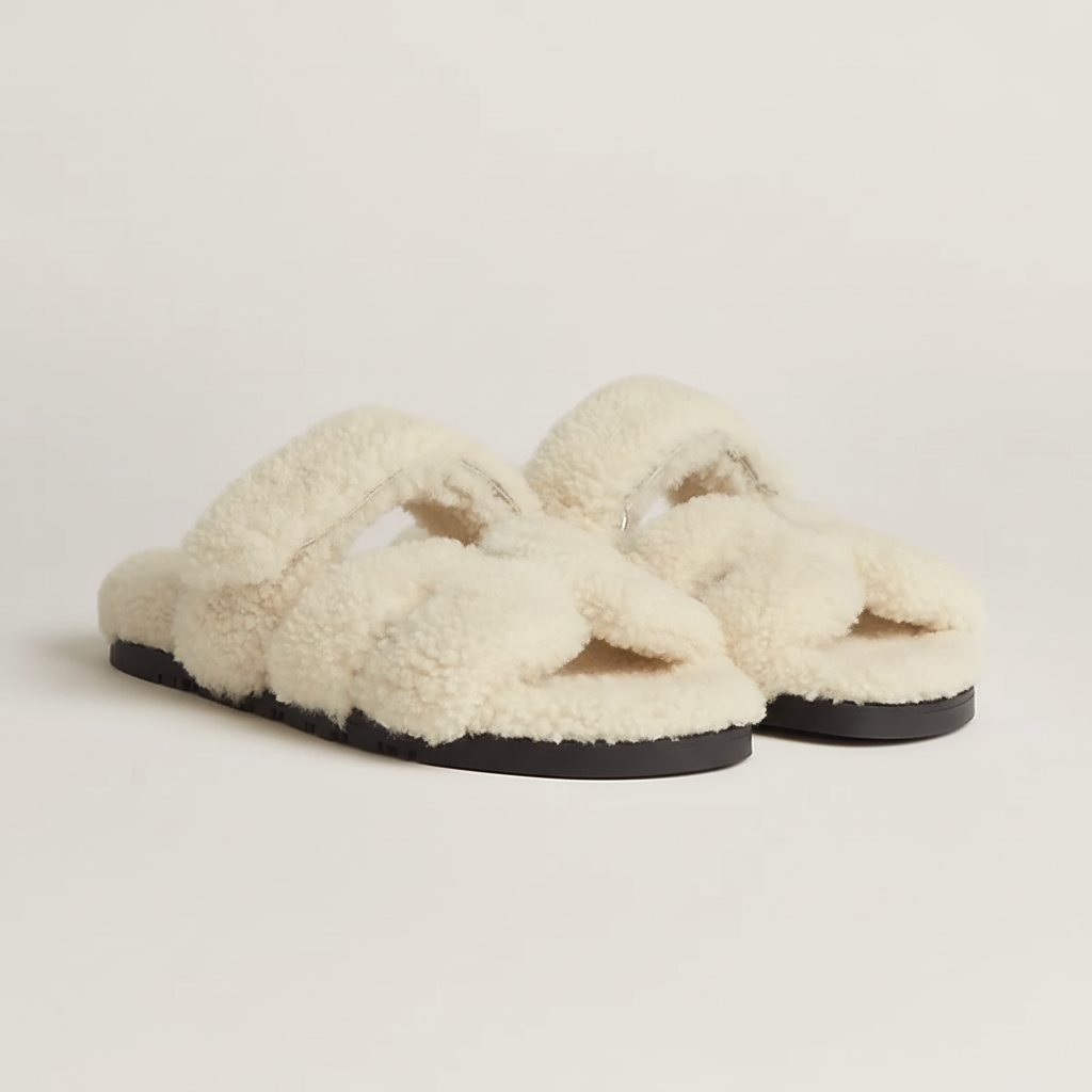 Sandals Roma - White Fur / Winter Edition