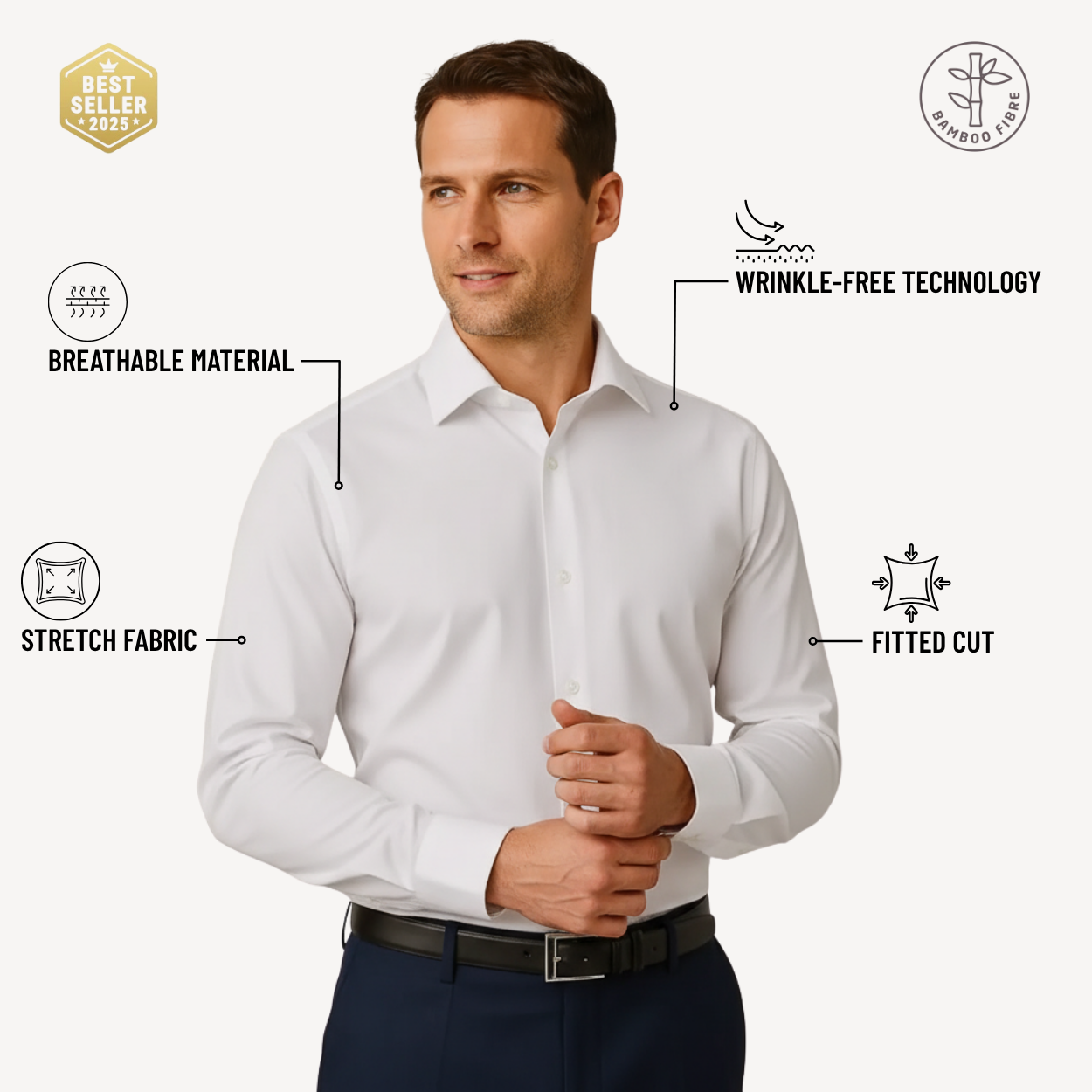 Anti-Wrinkle Slim Fit Shirt Manhattan - Pink