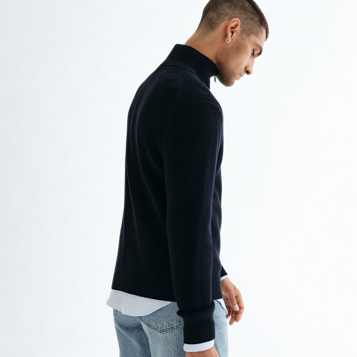 Ribbed Quarter-zip Saint-Moritz - Navy blue
