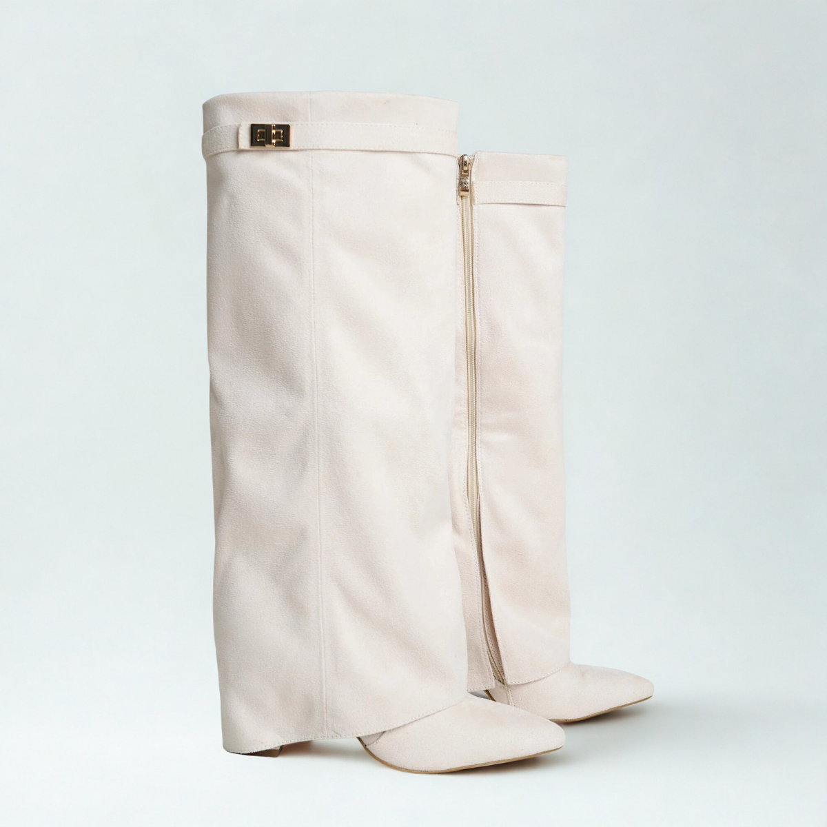 Suede High Boots New York - Cream