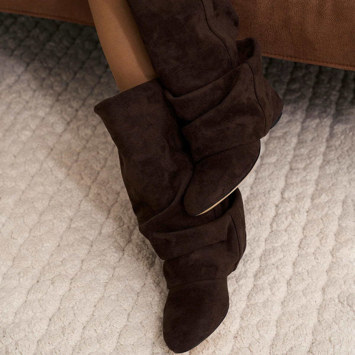 Slouchy Suede Low Boots New York - Brown