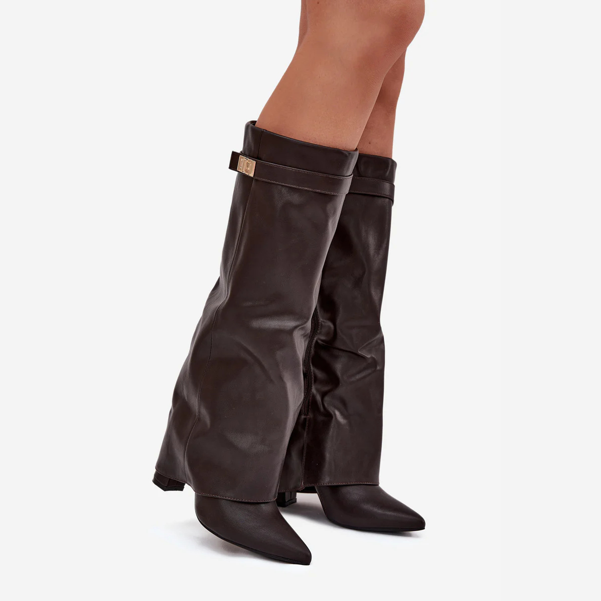 Slouchy Leather High Boots New York - Brown