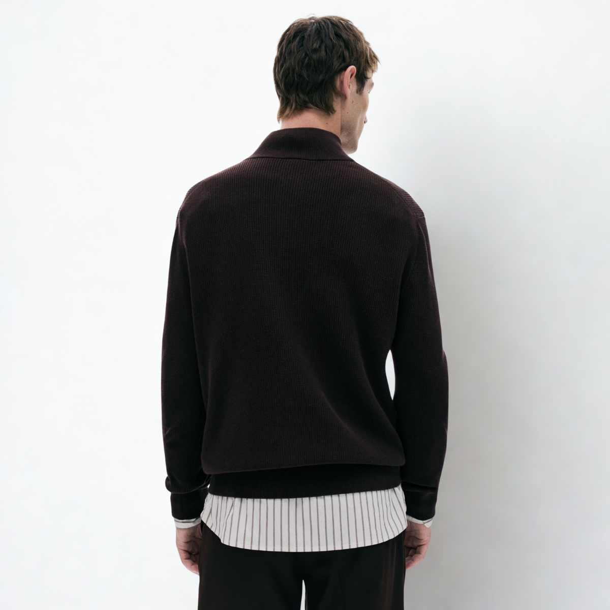 Ribbed Quarter-zip Saint-Moritz - Brown