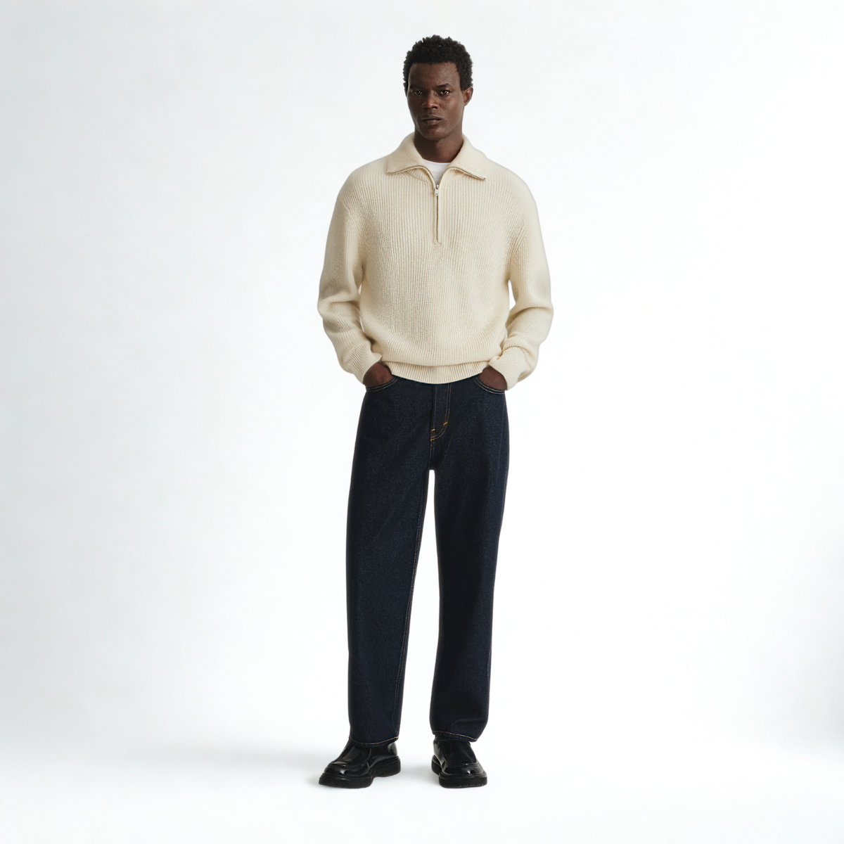 Ribbed Quarter-zip Saint-Moritz - Beige