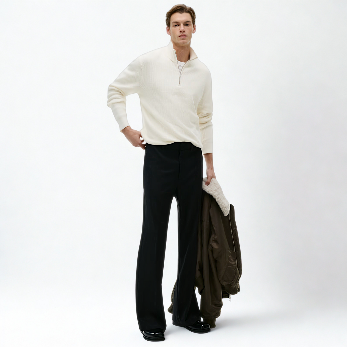 Ribbed Quarter-zip Saint-Moritz - White