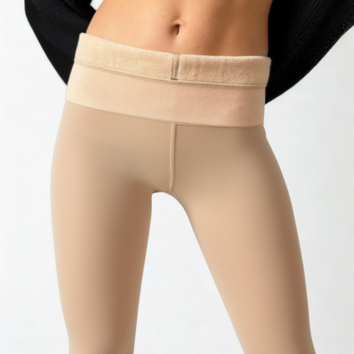 Sculpt Fleece Tights transparent effect  - Beige