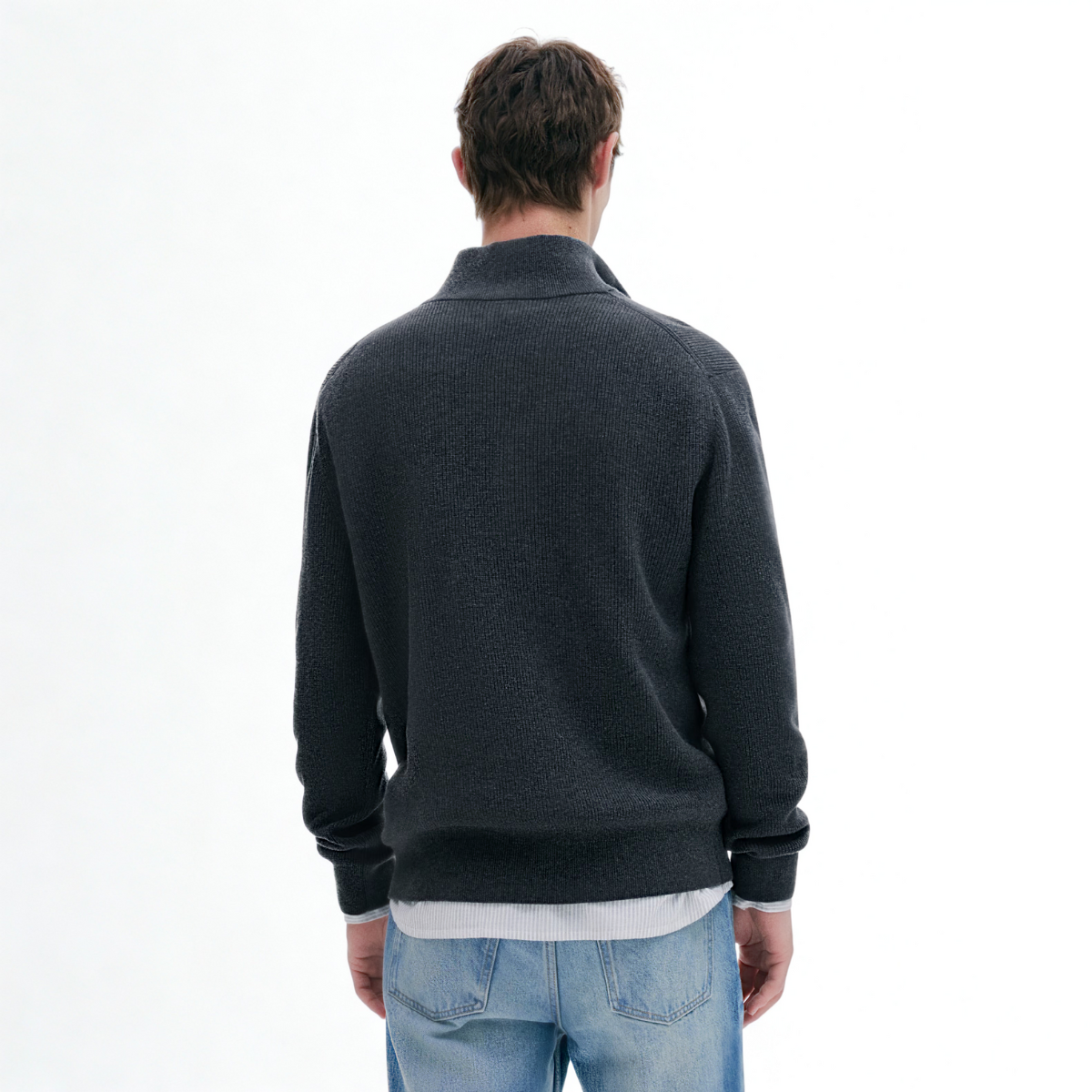 Ribbed Quarter-zip Saint-Moritz - Grey