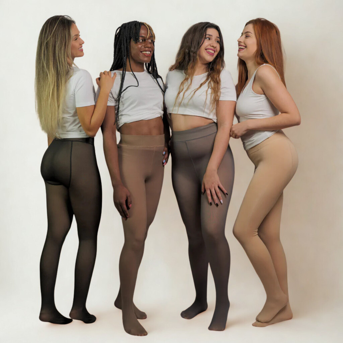 Sculpt Fleece Tights transparent effect  - Coffee