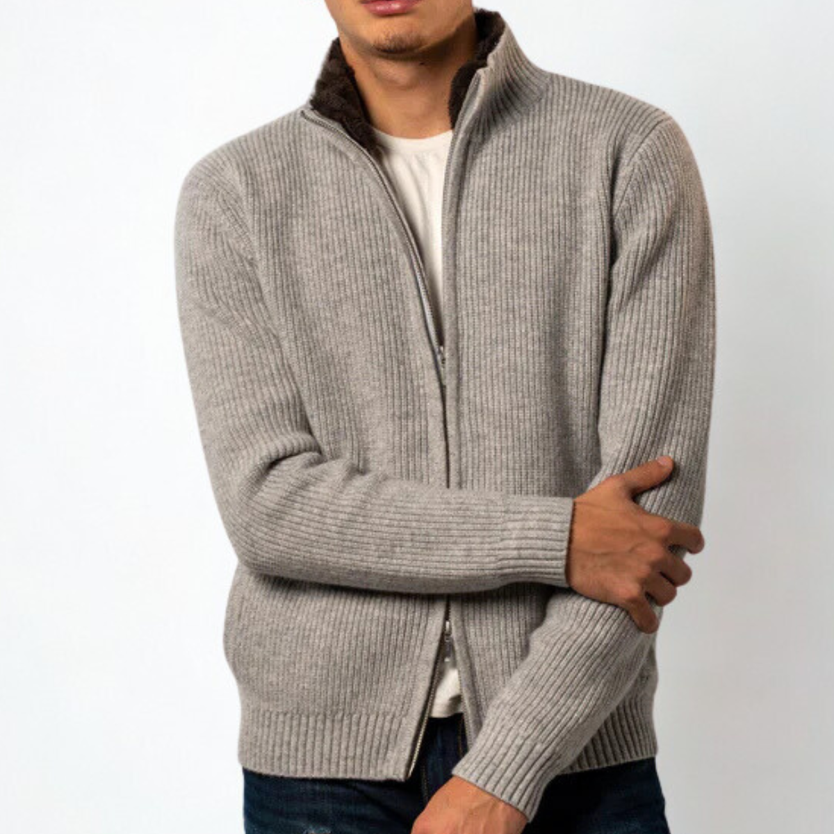 Fur Collar Wool Blouson Windsor - Grey