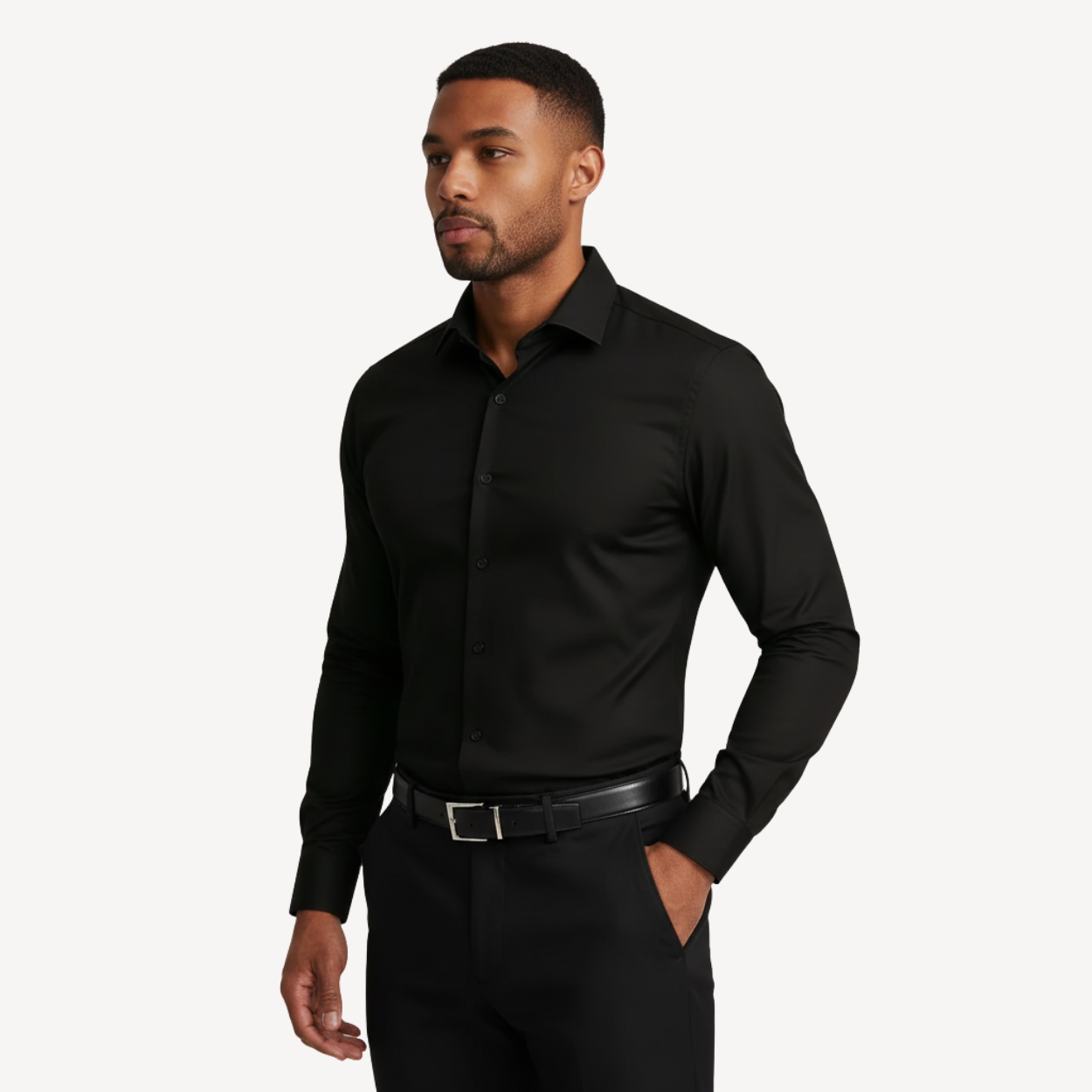 Anti-Wrinkle Slim Fit Shirt Manhattan - Black