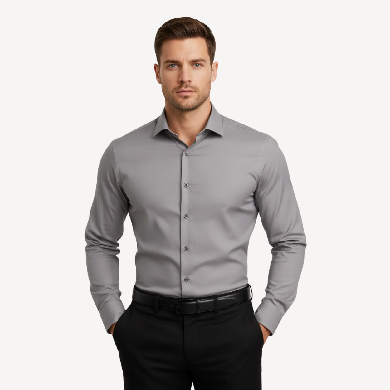 Anti-Wrinkle Slim Fit Shirt Manhattan - Gray
