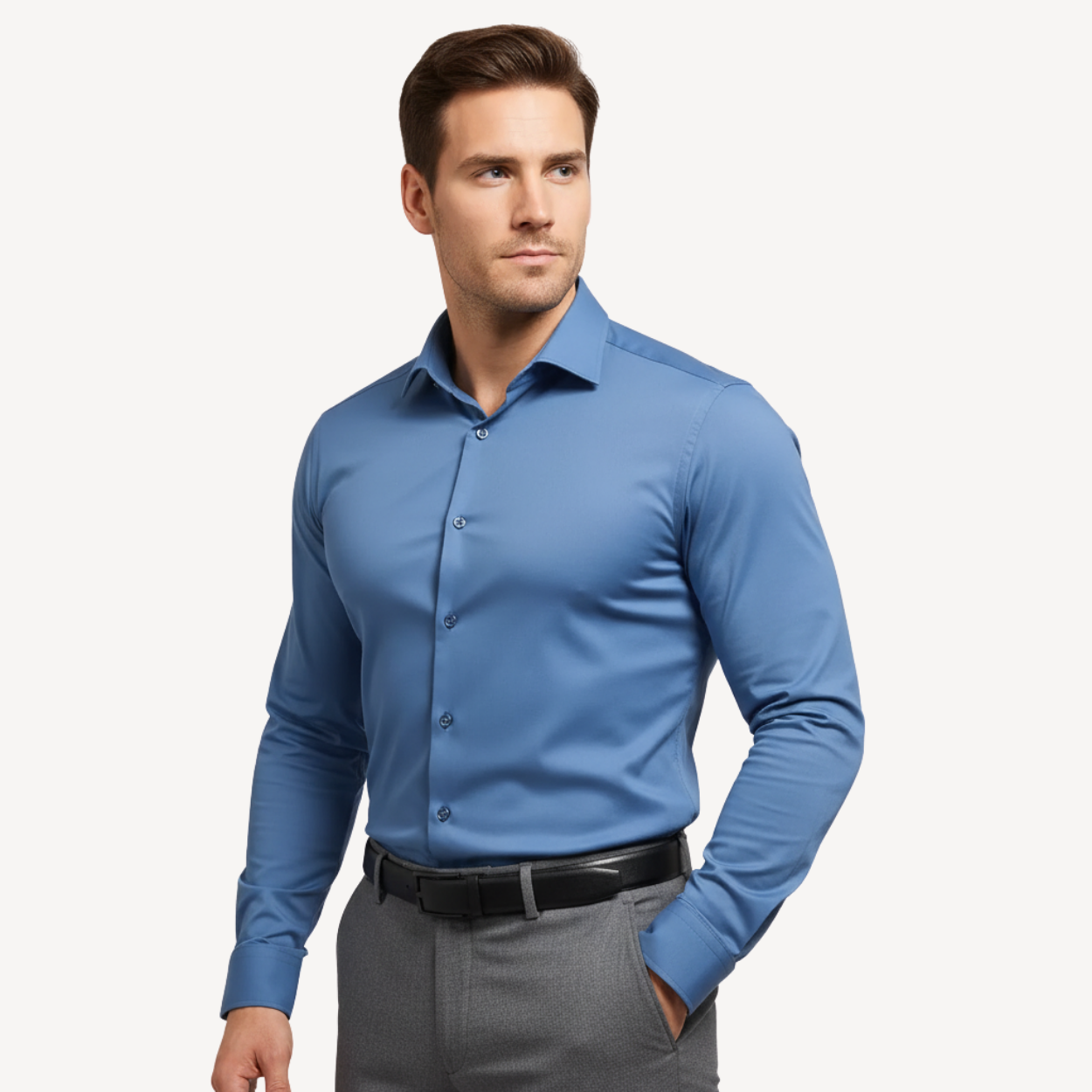Anti-Wrinkle Slim Fit Shirt Manhattan - Turquoise