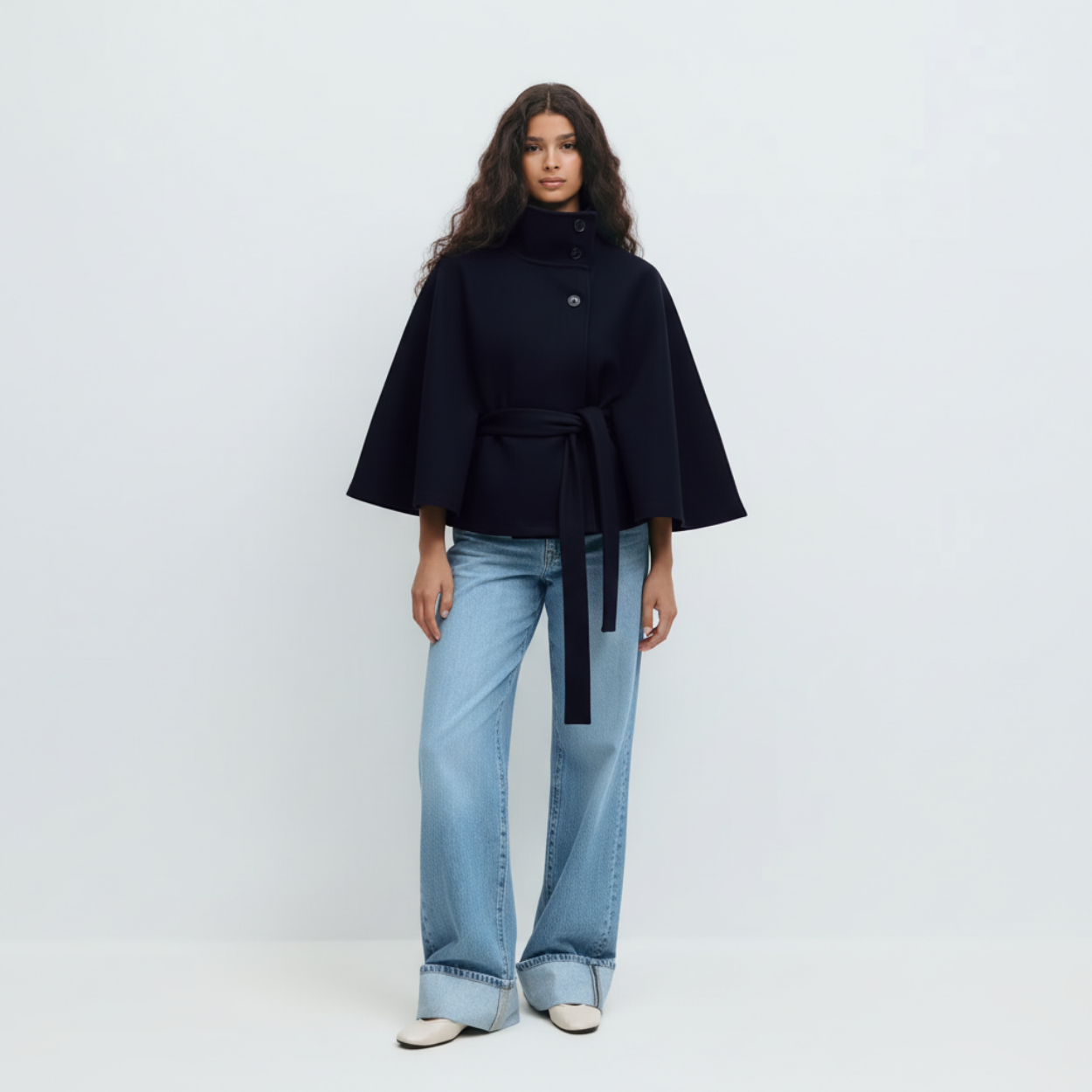 Belt Cape Coat Rivoli - Navy blue