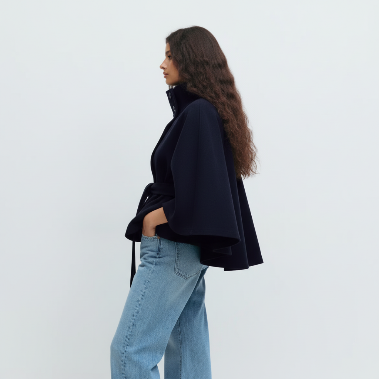 Belt Cape Coat Rivoli - Navy blue