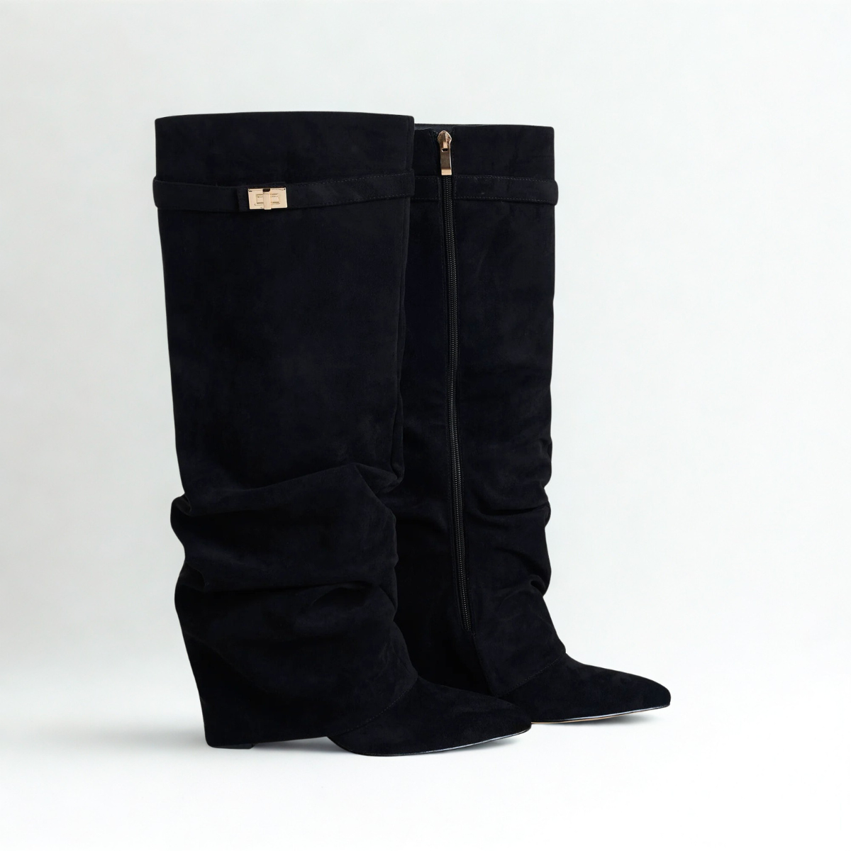 Slouchy Suede High Boots New York - Black
