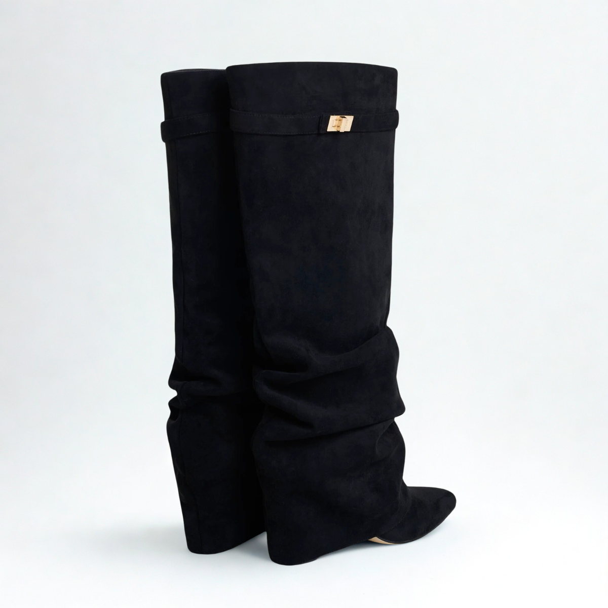 Slouchy Suede High Boots New York - Black