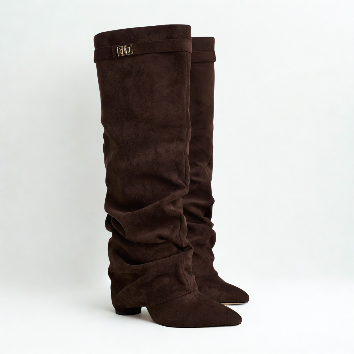 Slouchy Suede High Boots New York - Brown