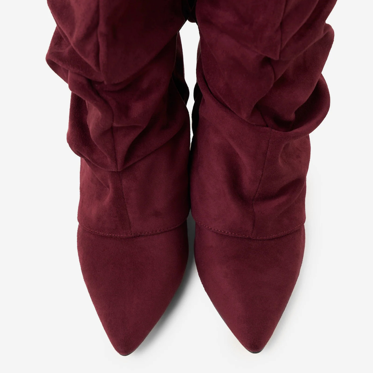Slouchy Suede High Boots New York - Burgundy