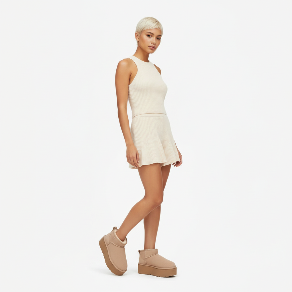 Mini Platform Ankle Boot Sydney - Beige
